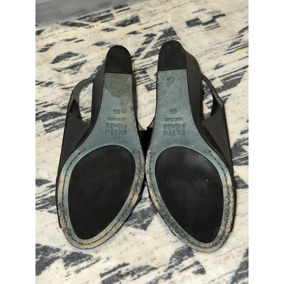 Eileen Fisher Women's Gray Sling Back Open Toe Wedge Sandals SZ 9.5 - Picture 9 of 11